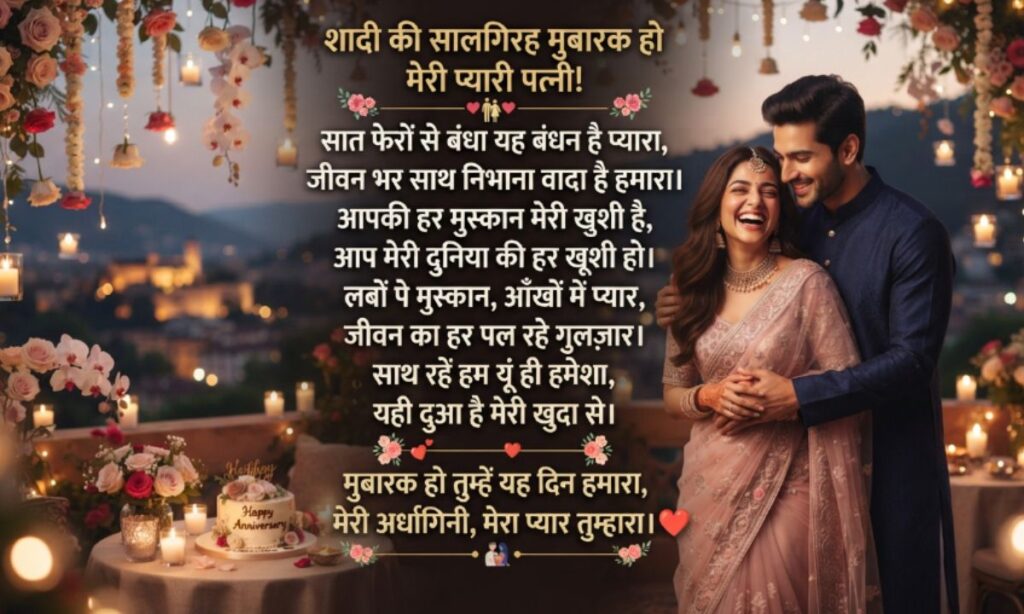 Happy Anniversary Shayari in Hindi for Wife