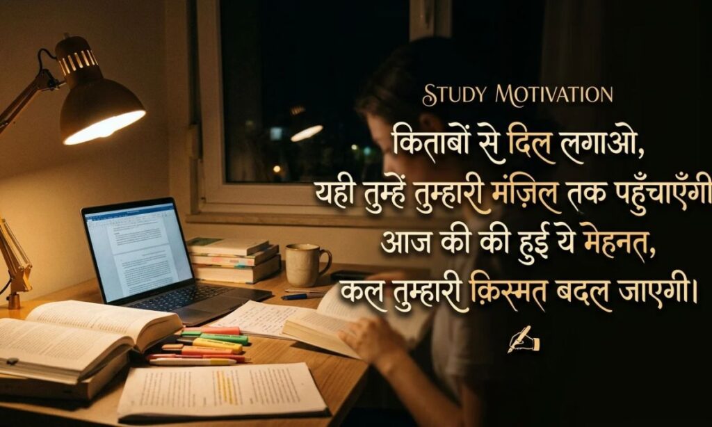 Study Motivation Shayari in Hindi Text
